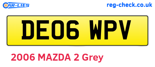 DE06WPV are the vehicle registration plates.