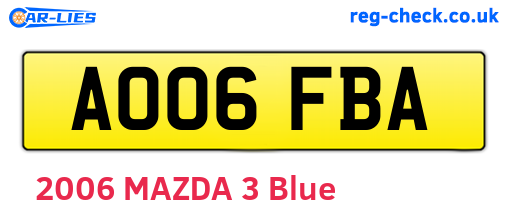 AO06FBA are the vehicle registration plates.