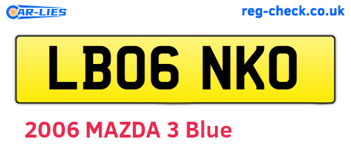 LB06NKO are the vehicle registration plates.