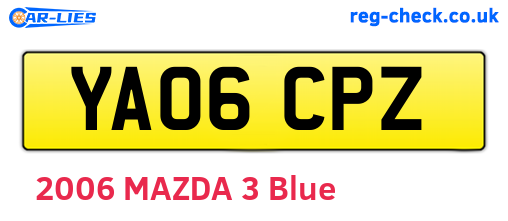 YA06CPZ are the vehicle registration plates.
