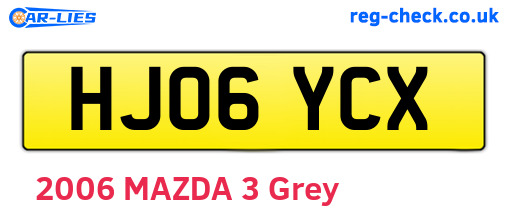 HJ06YCX are the vehicle registration plates.
