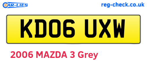 KD06UXW are the vehicle registration plates.