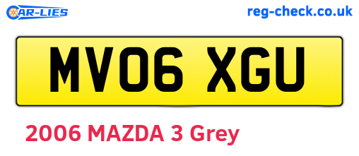 MV06XGU are the vehicle registration plates.
