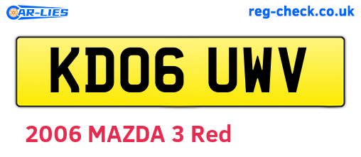 KD06UWV are the vehicle registration plates.