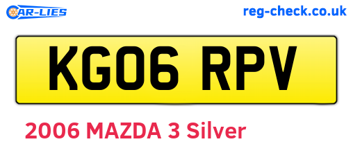 KG06RPV are the vehicle registration plates.