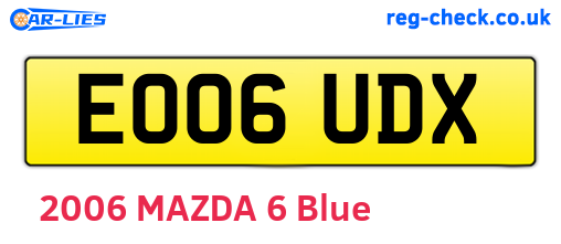 EO06UDX are the vehicle registration plates.