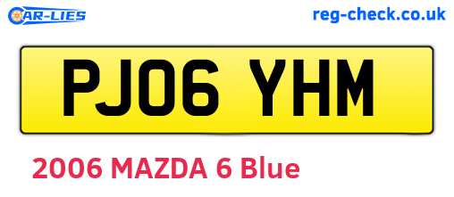 PJ06YHM are the vehicle registration plates.