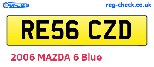 RE56CZD are the vehicle registration plates.