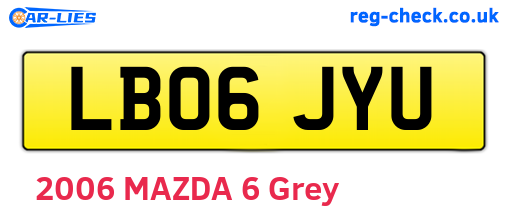 LB06JYU are the vehicle registration plates.