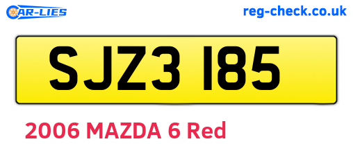 SJZ3185 are the vehicle registration plates.