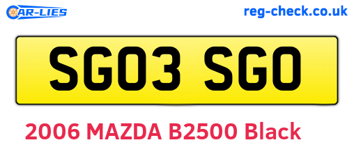 SG03SGO are the vehicle registration plates.