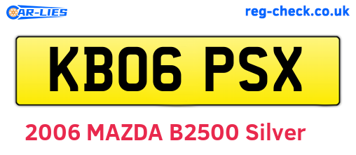 KB06PSX are the vehicle registration plates.