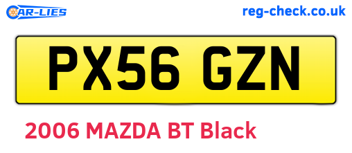 PX56GZN are the vehicle registration plates.