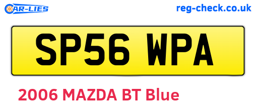 SP56WPA are the vehicle registration plates.