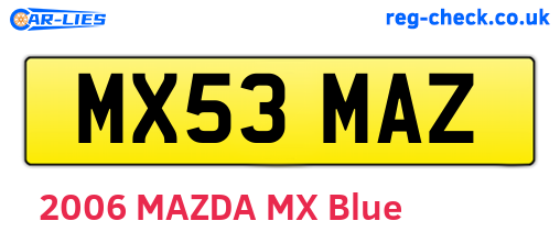 MX53MAZ are the vehicle registration plates.