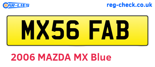 MX56FAB are the vehicle registration plates.