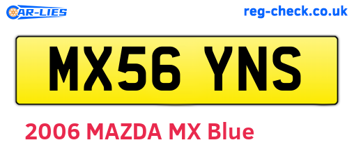 MX56YNS are the vehicle registration plates.