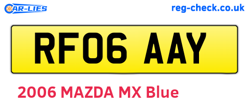 RF06AAY are the vehicle registration plates.