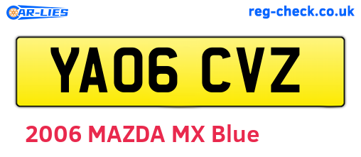 YA06CVZ are the vehicle registration plates.