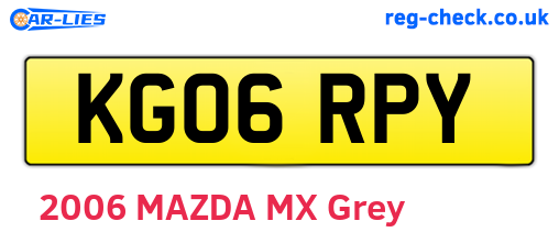 KG06RPY are the vehicle registration plates.