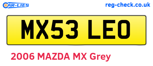 MX53LEO are the vehicle registration plates.