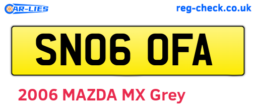 SN06OFA are the vehicle registration plates.