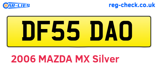 DF55DAO are the vehicle registration plates.
