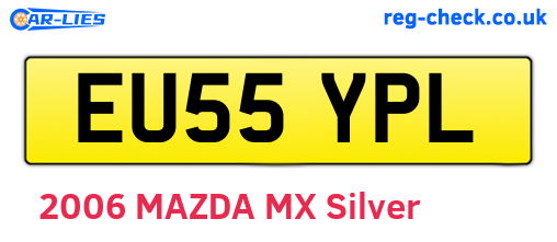 EU55YPL are the vehicle registration plates.