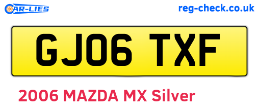 GJ06TXF are the vehicle registration plates.