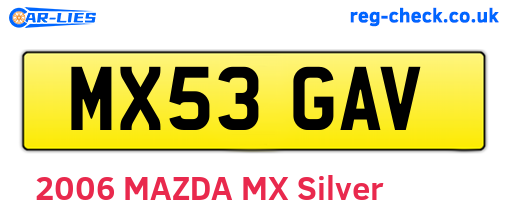 MX53GAV are the vehicle registration plates.