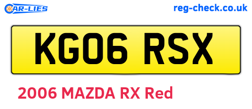 KG06RSX are the vehicle registration plates.
