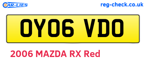 OY06VDO are the vehicle registration plates.