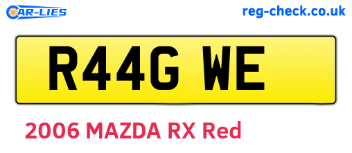 R44GWE are the vehicle registration plates.