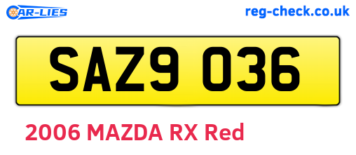 SAZ9036 are the vehicle registration plates.