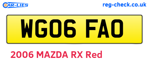 WG06FAO are the vehicle registration plates.
