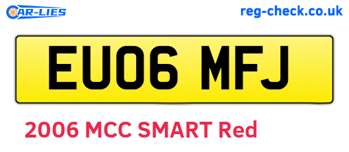 EU06MFJ are the vehicle registration plates.