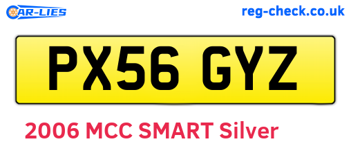 PX56GYZ are the vehicle registration plates.