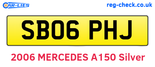 SB06PHJ are the vehicle registration plates.