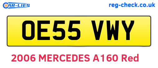 OE55VWY are the vehicle registration plates.