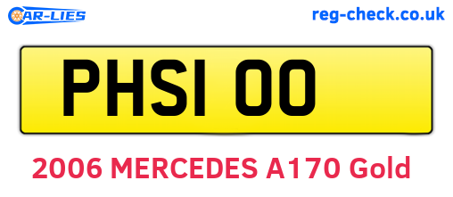 PHS100 are the vehicle registration plates.