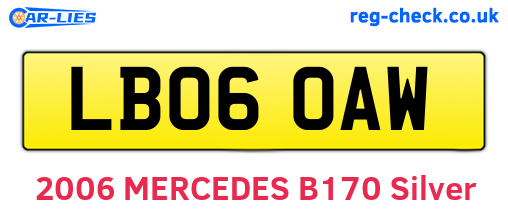 LB06OAW are the vehicle registration plates.