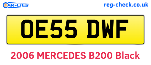 OE55DWF are the vehicle registration plates.