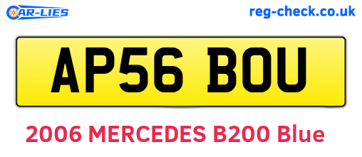 AP56BOU are the vehicle registration plates.