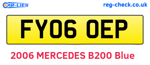 FY06OEP are the vehicle registration plates.