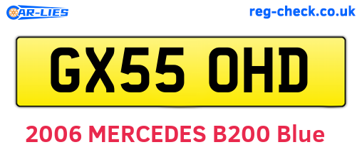 GX55OHD are the vehicle registration plates.