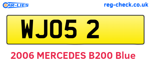 WJO52 are the vehicle registration plates.