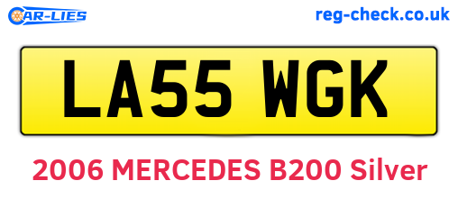 LA55WGK are the vehicle registration plates.