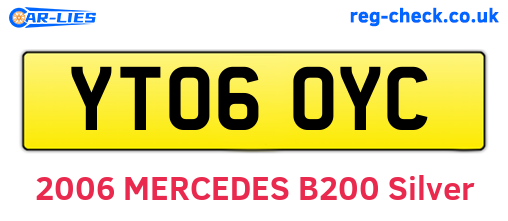 YT06OYC are the vehicle registration plates.