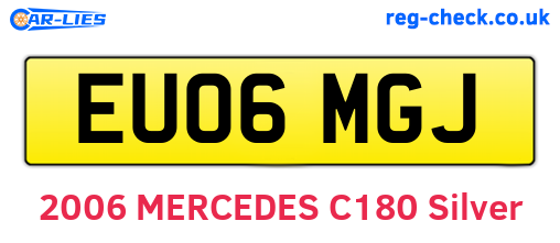 EU06MGJ are the vehicle registration plates.