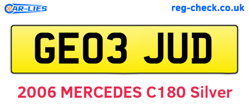 GE03JUD are the vehicle registration plates.